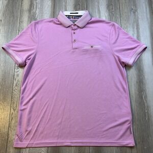 Ted Baker Polo Shirt Mens Size 5 XL Pink Short Sleeve London Preppy Casual Men